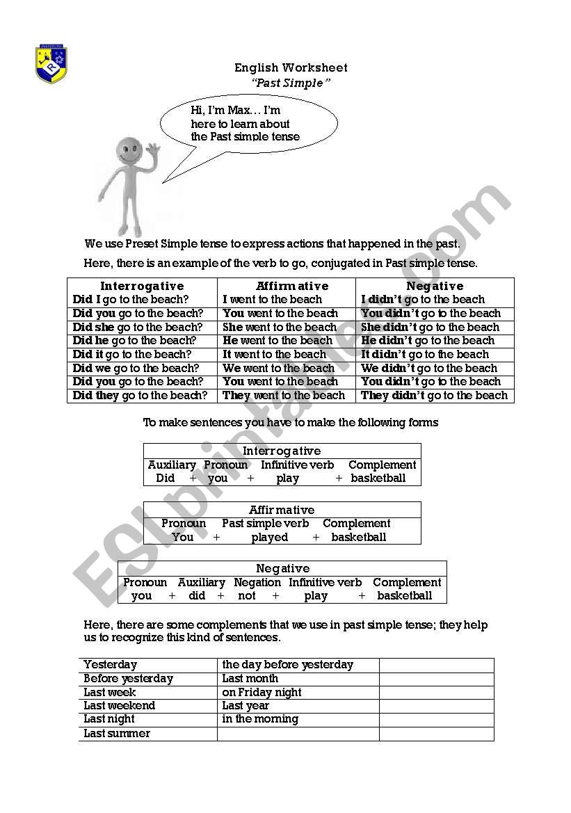 Past Simple tense worksheet