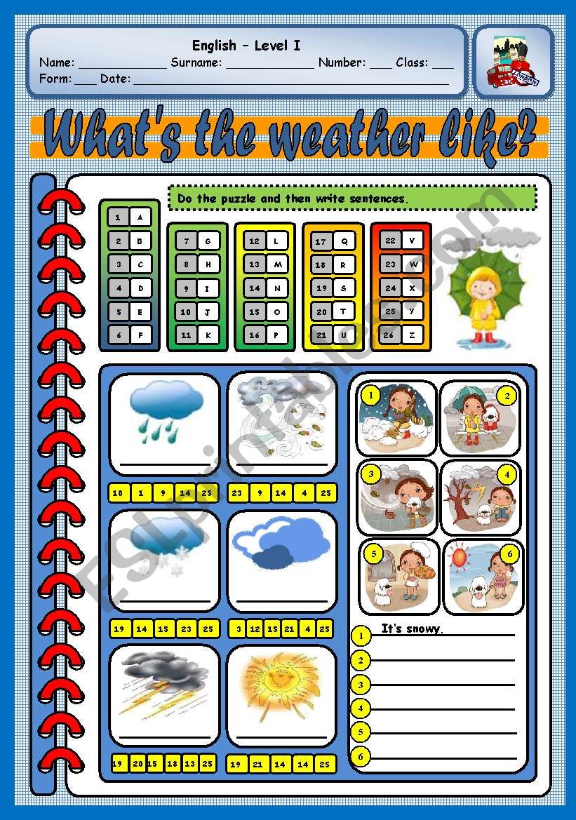 WHATS THE WEATHER LIKE? worksheet