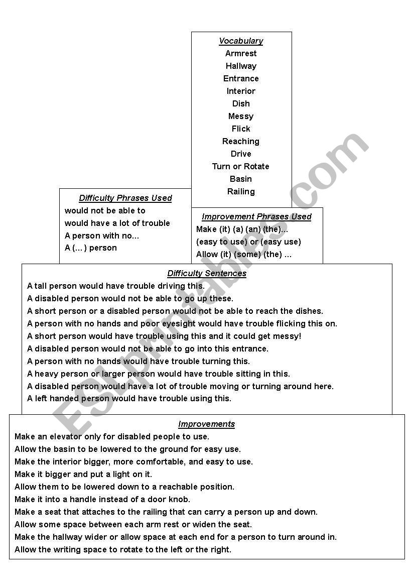 Universal Design worksheet