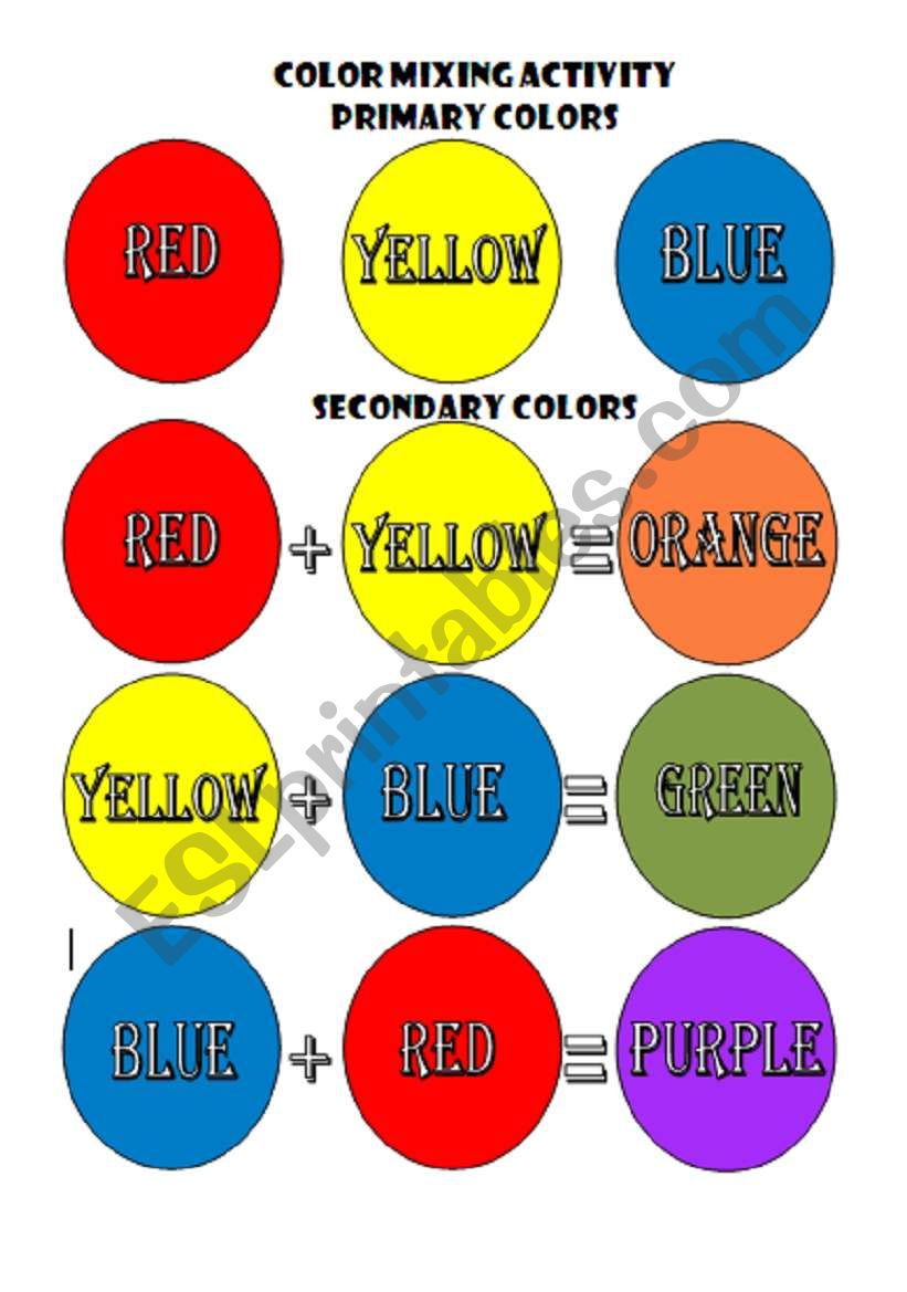 Color mixing activity worksheet