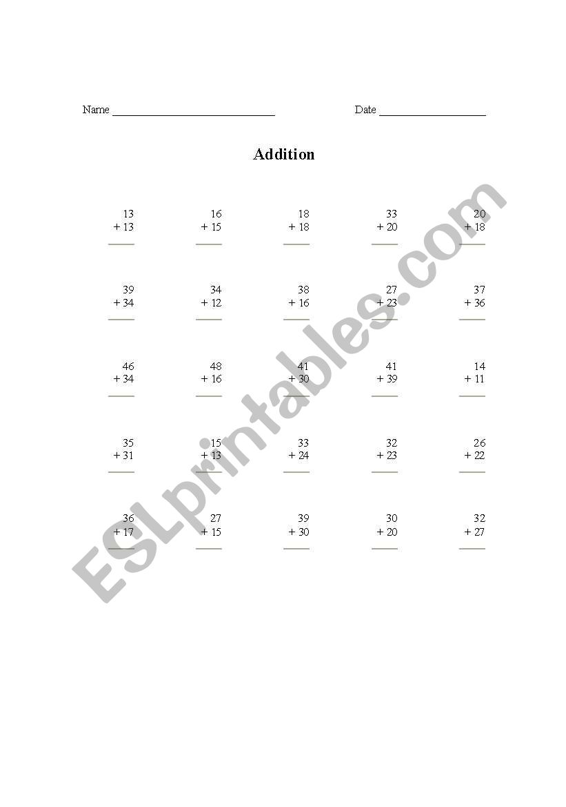 maths addition worksheet worksheet