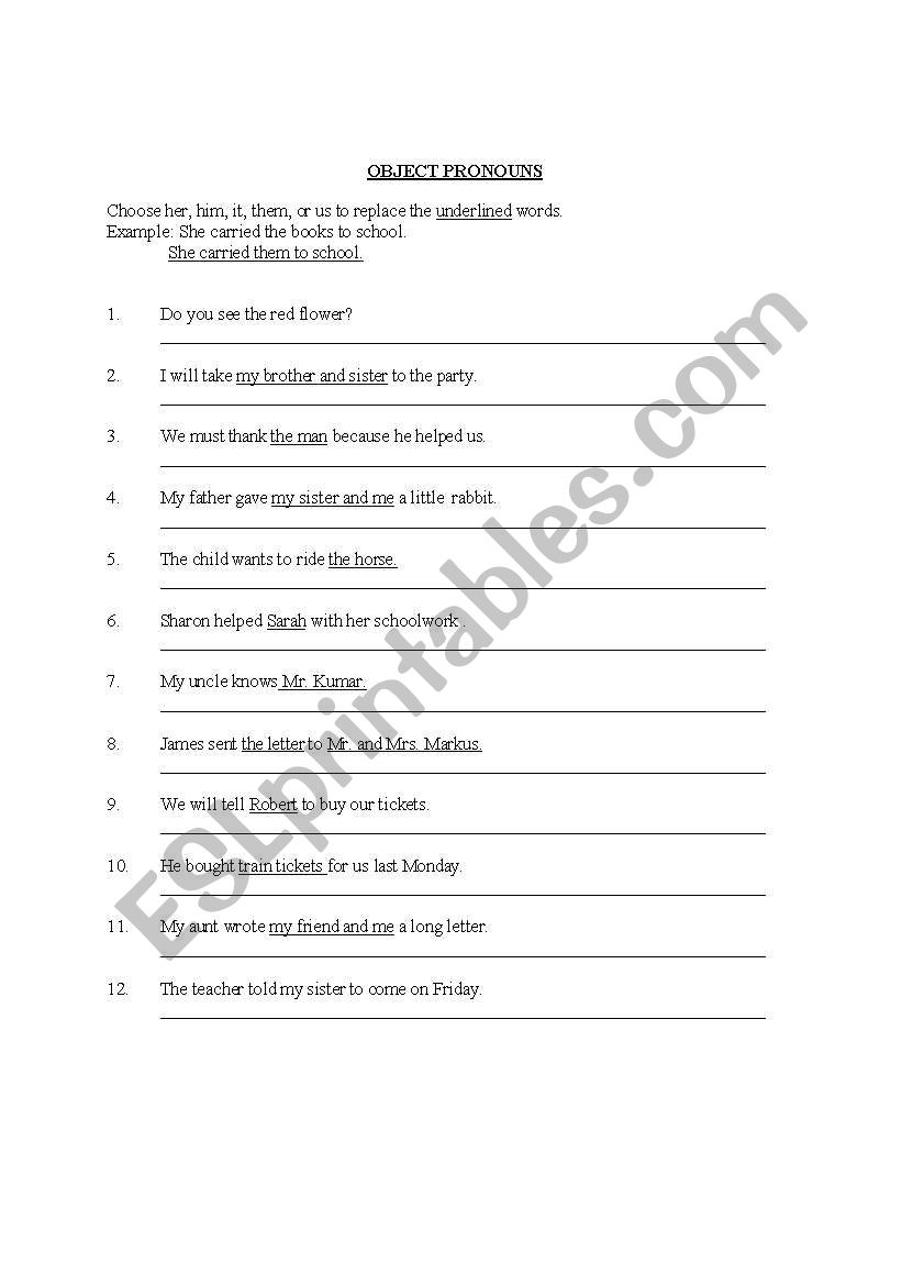 Object Pronouns worksheet