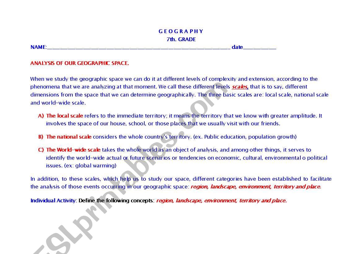 Analysis of Our Geographical Space