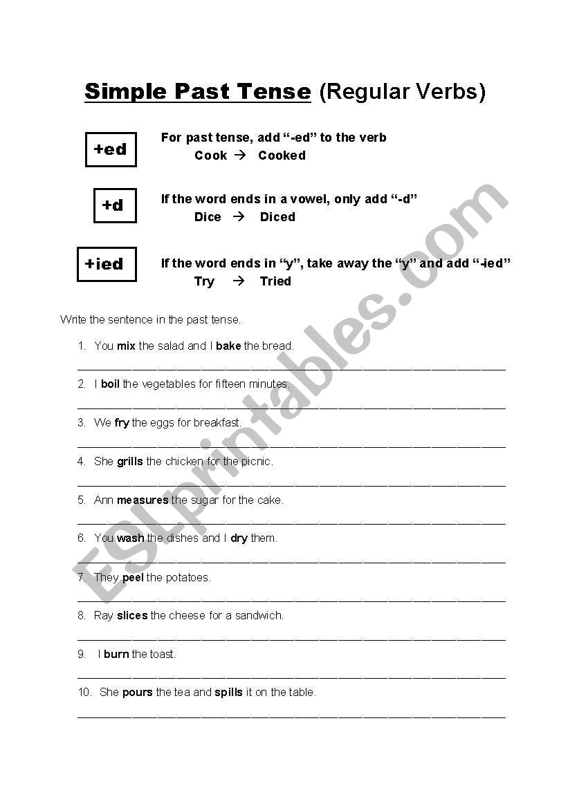 Cooking - Simple Past worksheet