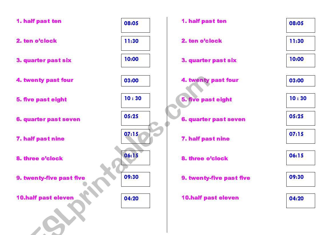 time worksheet