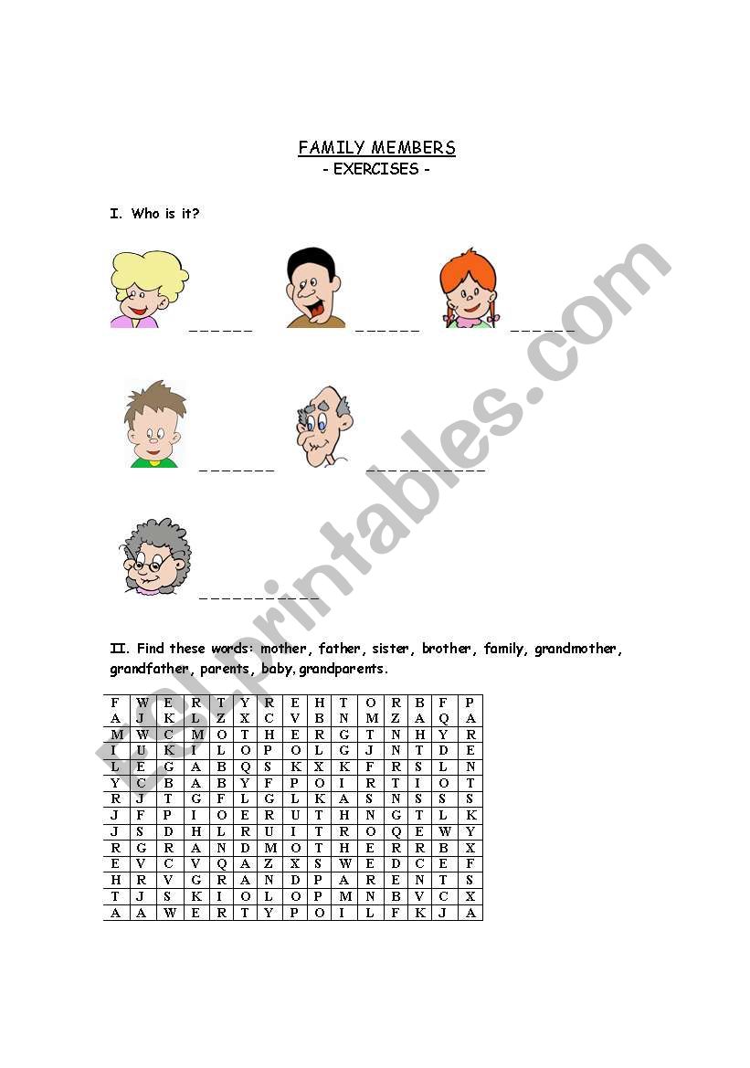 Family members worksheet