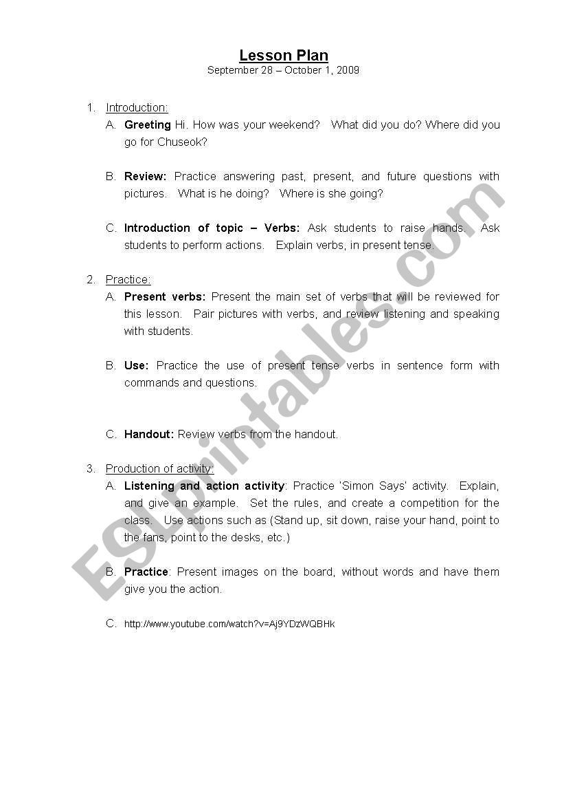 Commands Lesson Plan worksheet