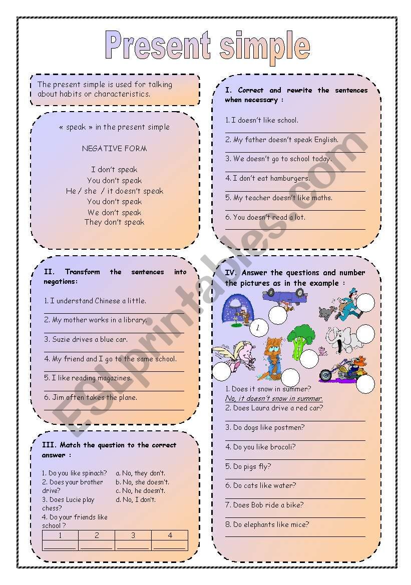 present simple worksheet