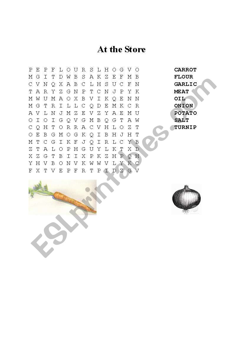 At the Store Word Search worksheet
