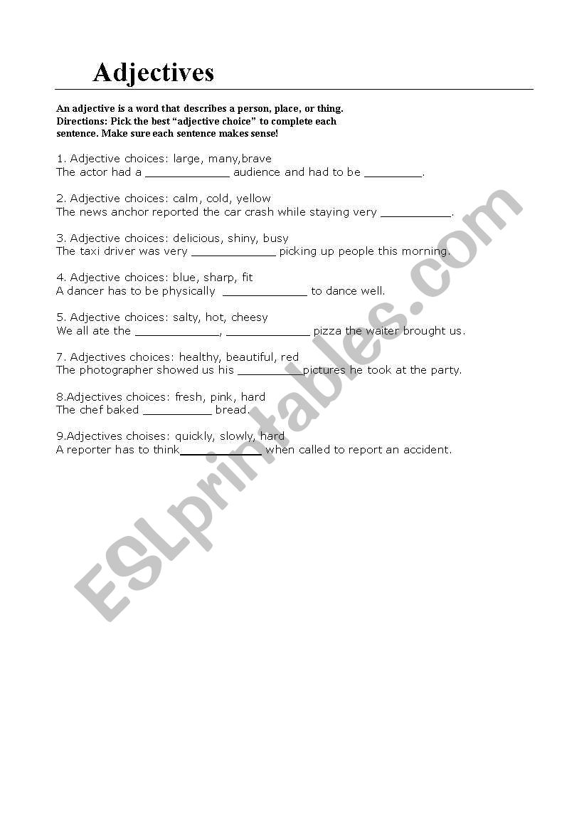 adjectives-occupations worksheet