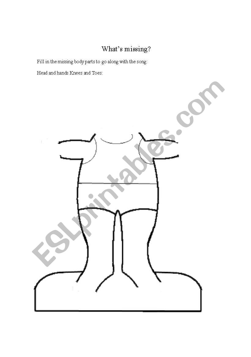 Head and hand Knees and Toes worksheet