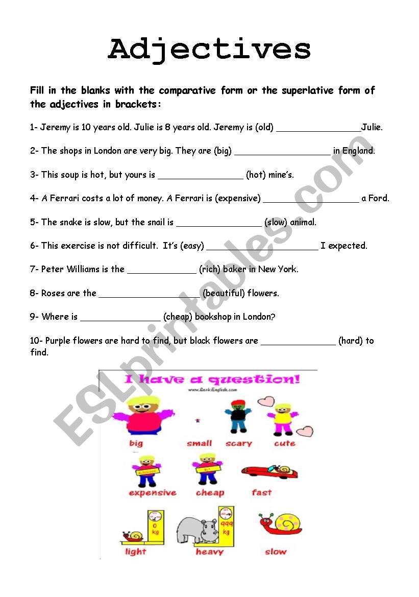 Adjectives worksheet