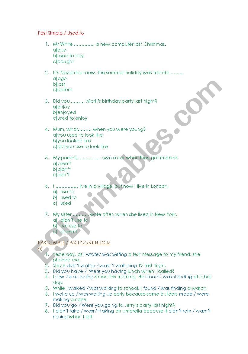 TENSES EXERCISES worksheet