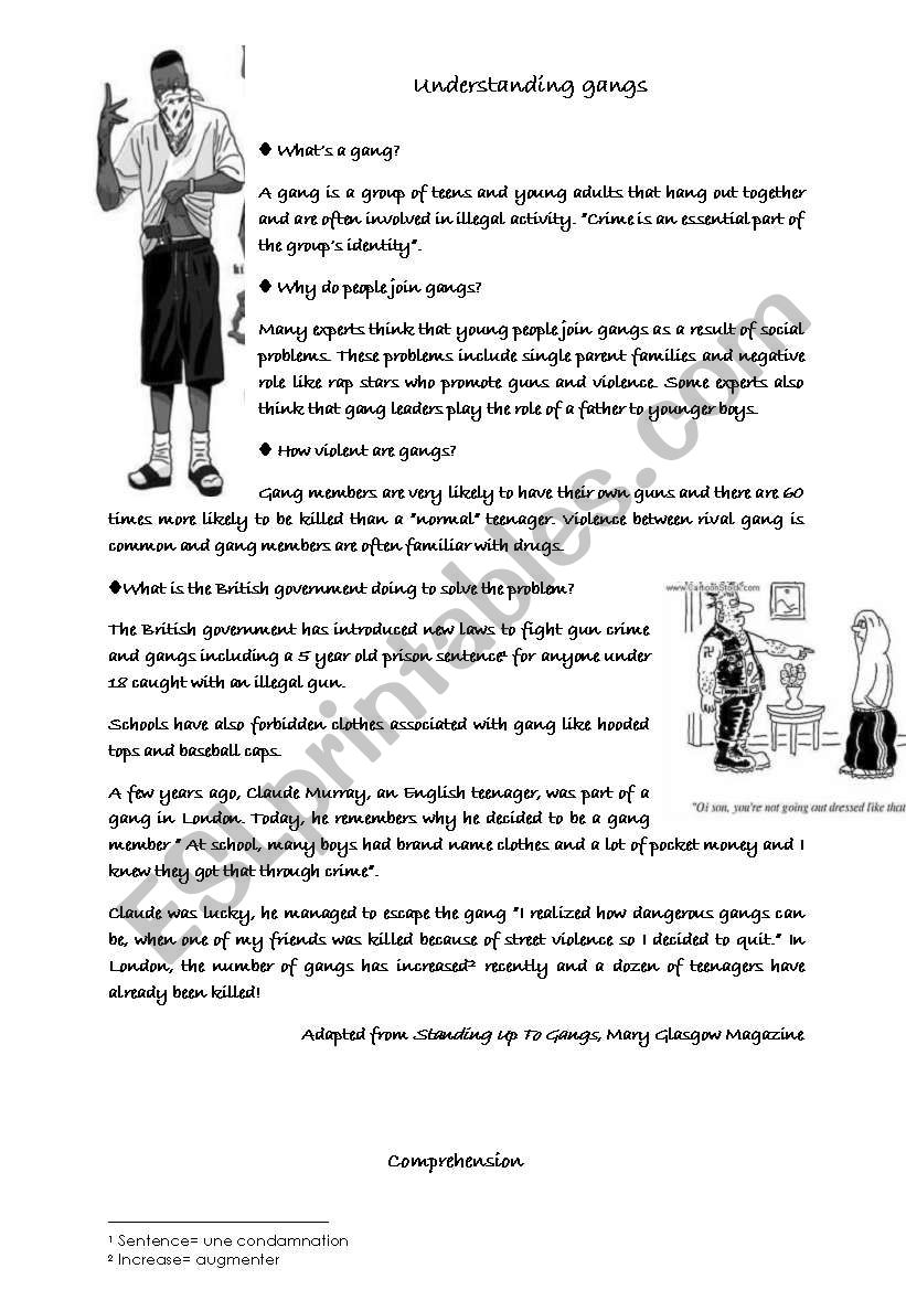 understanding gangs worksheet