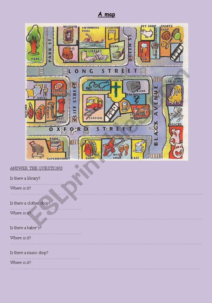 A map - ESL worksheet by An English teacher