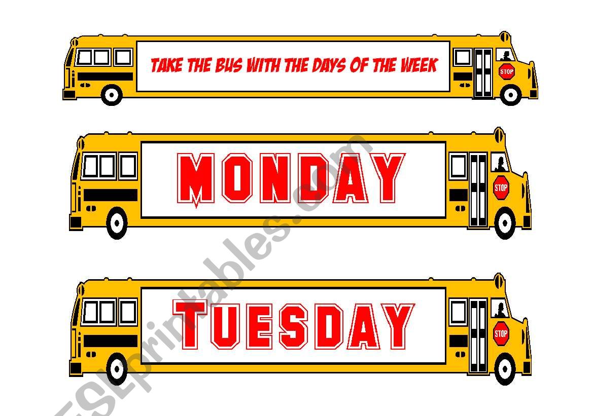 SCHOOL BUS - Days of the week worksheet