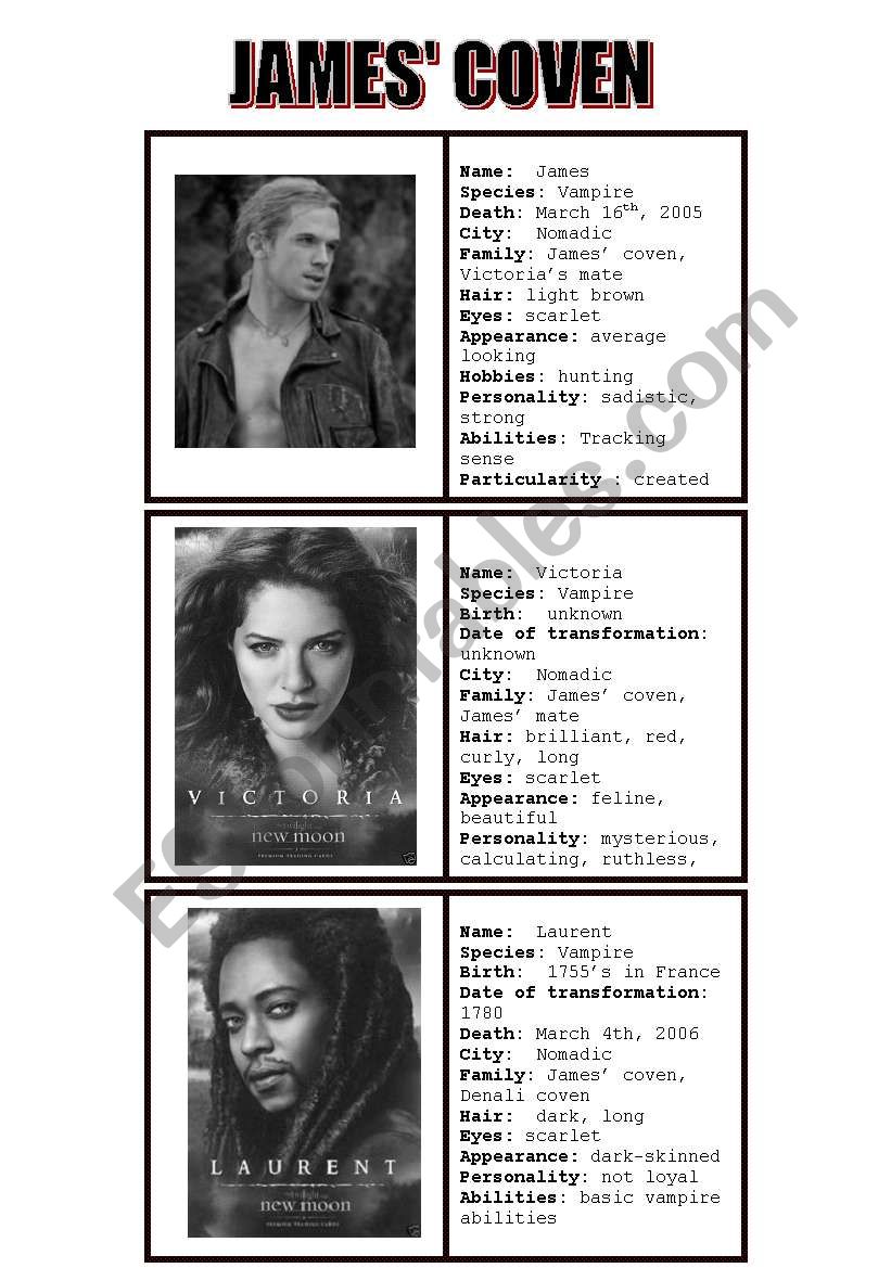 New moon characters B/W - speaking cards 4/5