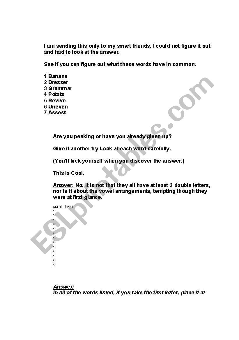 brain teasers worksheet