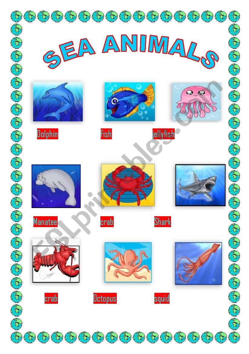 sea animals worksheet