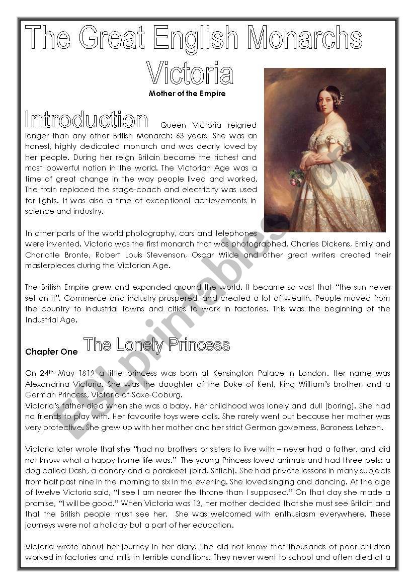 Queen Victoria (3rd part of history series - 5 pages) 