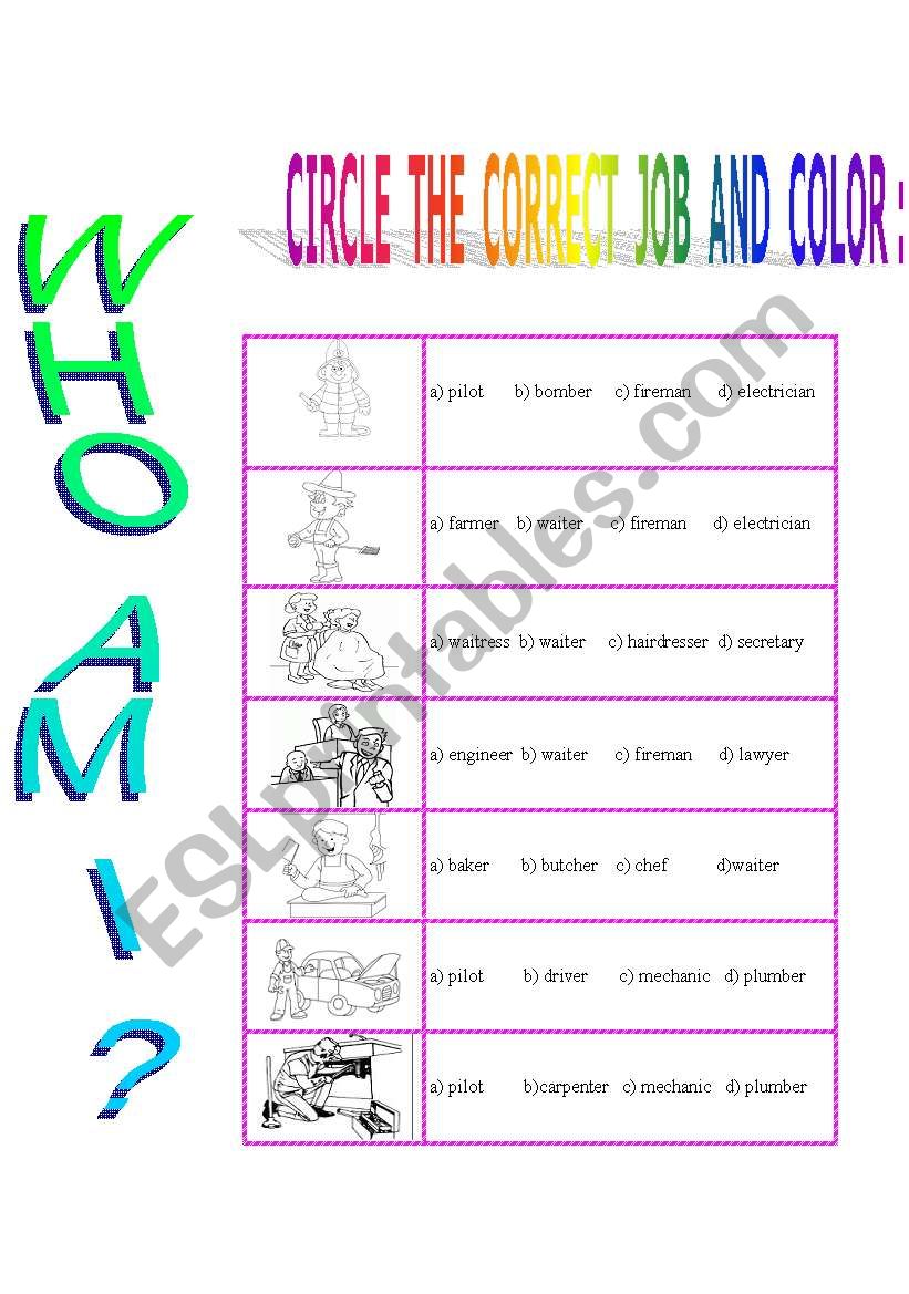 WHO AM I???? worksheet