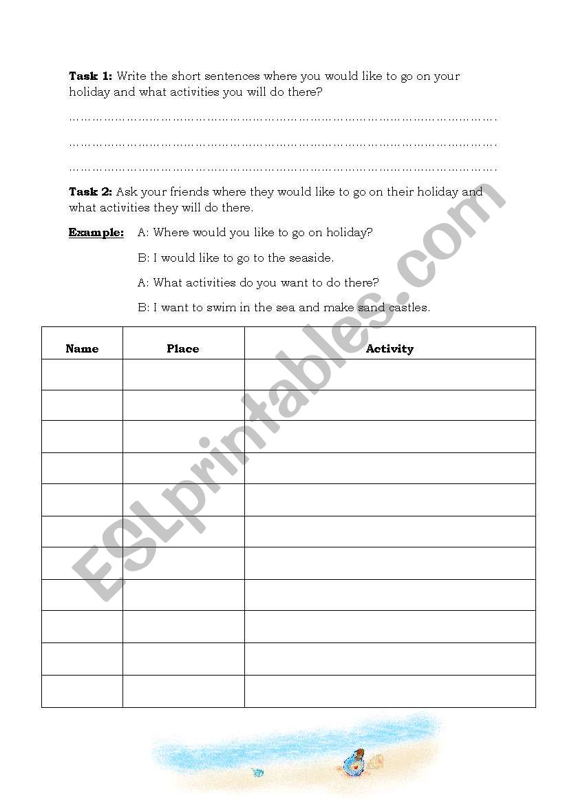 exercise worksheet