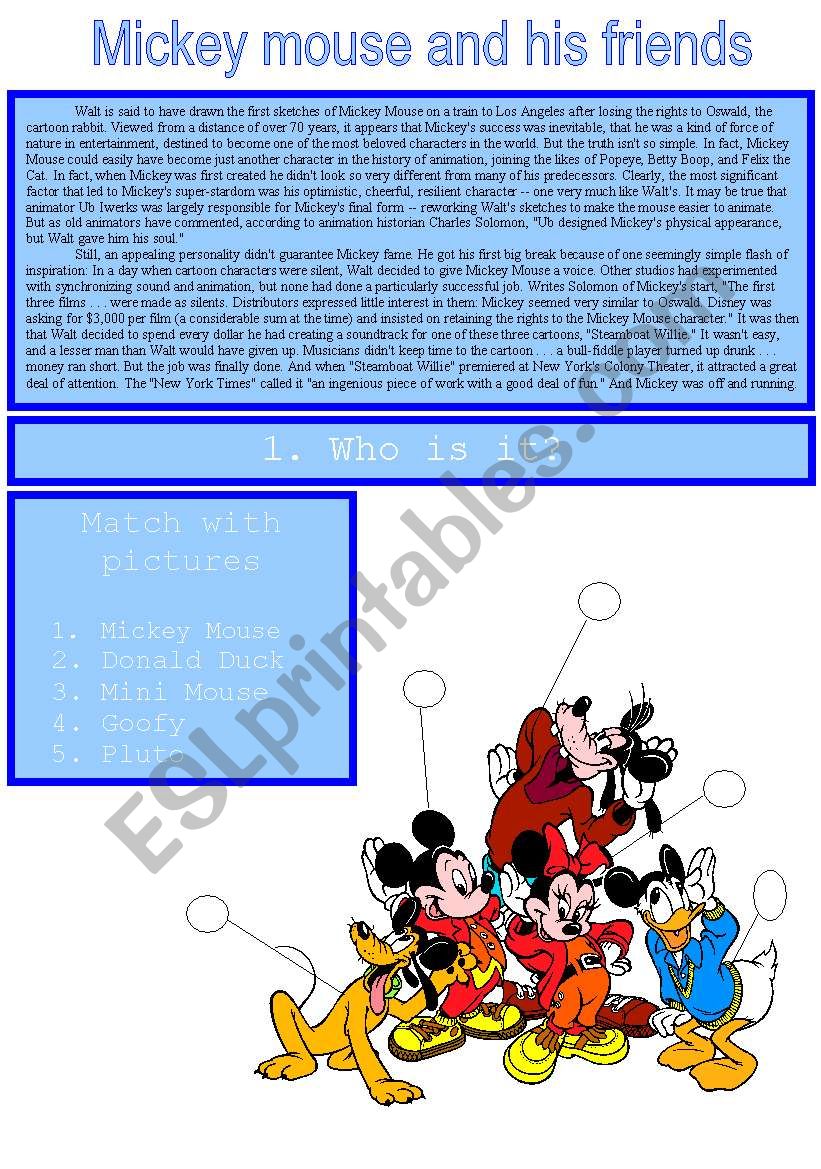 Mickey mouse and his friends(2 pages)