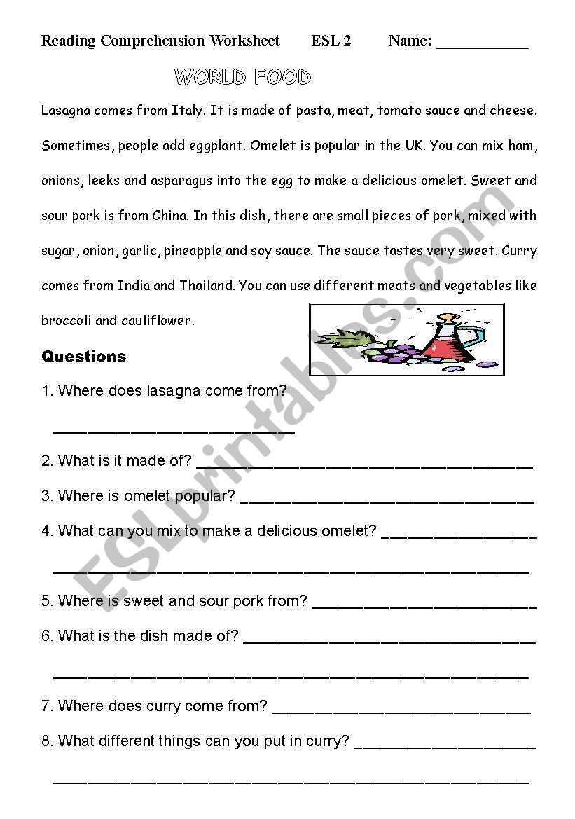 Reading Comprehension Worksheet (4)