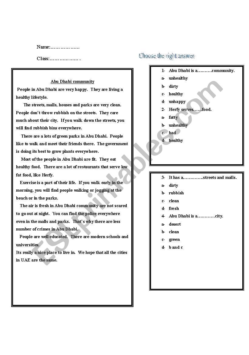 Abu Dhabi worksheet