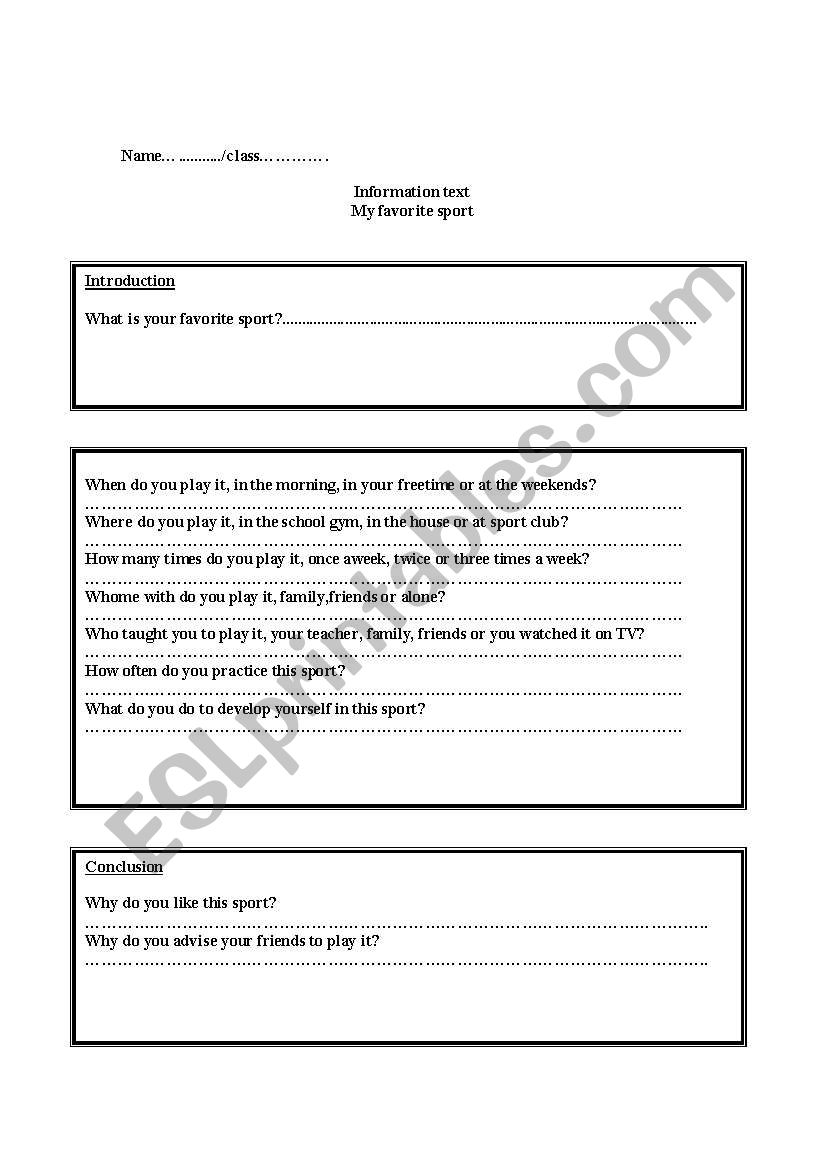 information text worksheet