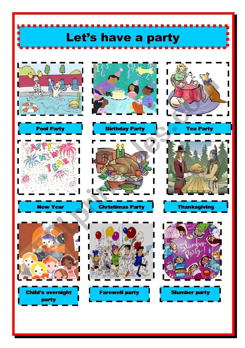 LetÂ´s Have a Party???? worksheet