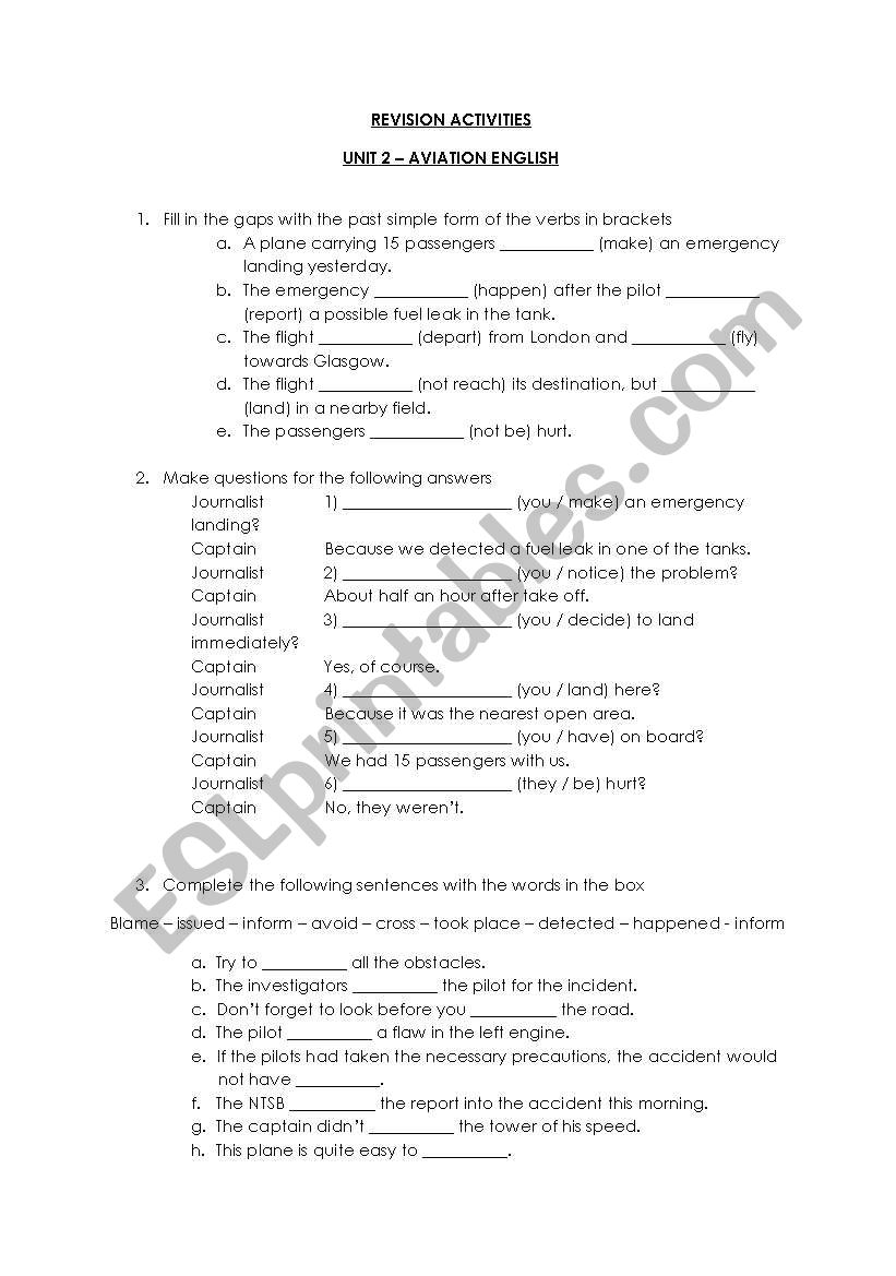 AVIATION ENGLISH worksheet