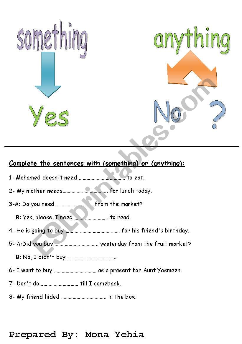 Something-Anything worksheet