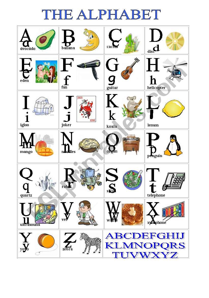 Alphabet Cognates worksheet