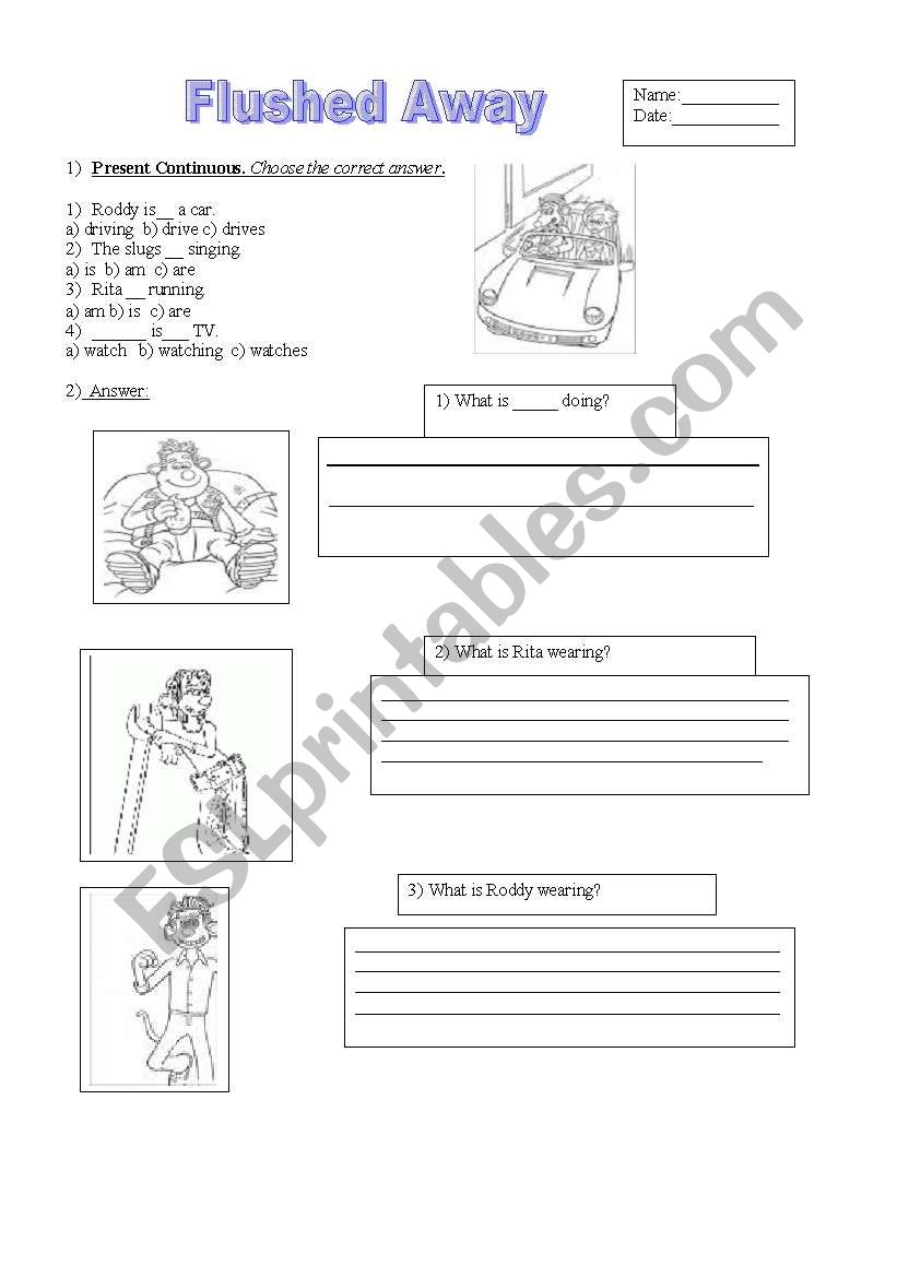 flushed away worksheet