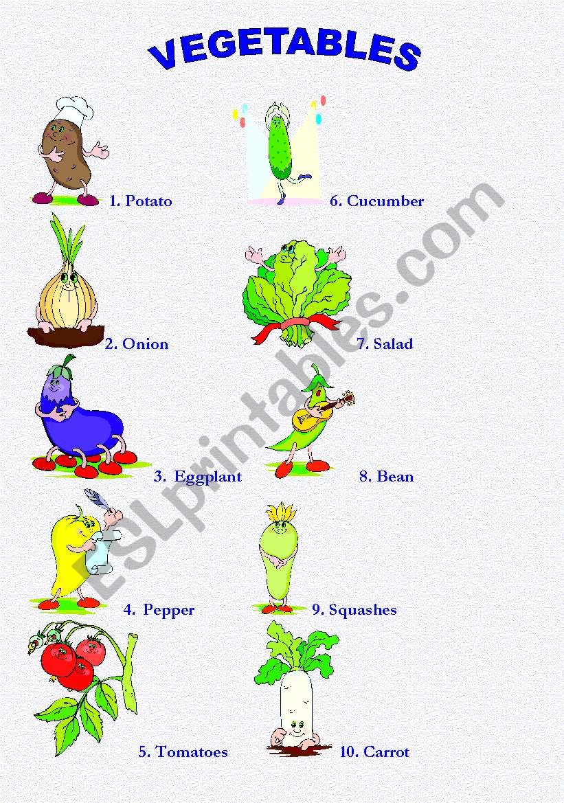 Vegetables worksheet