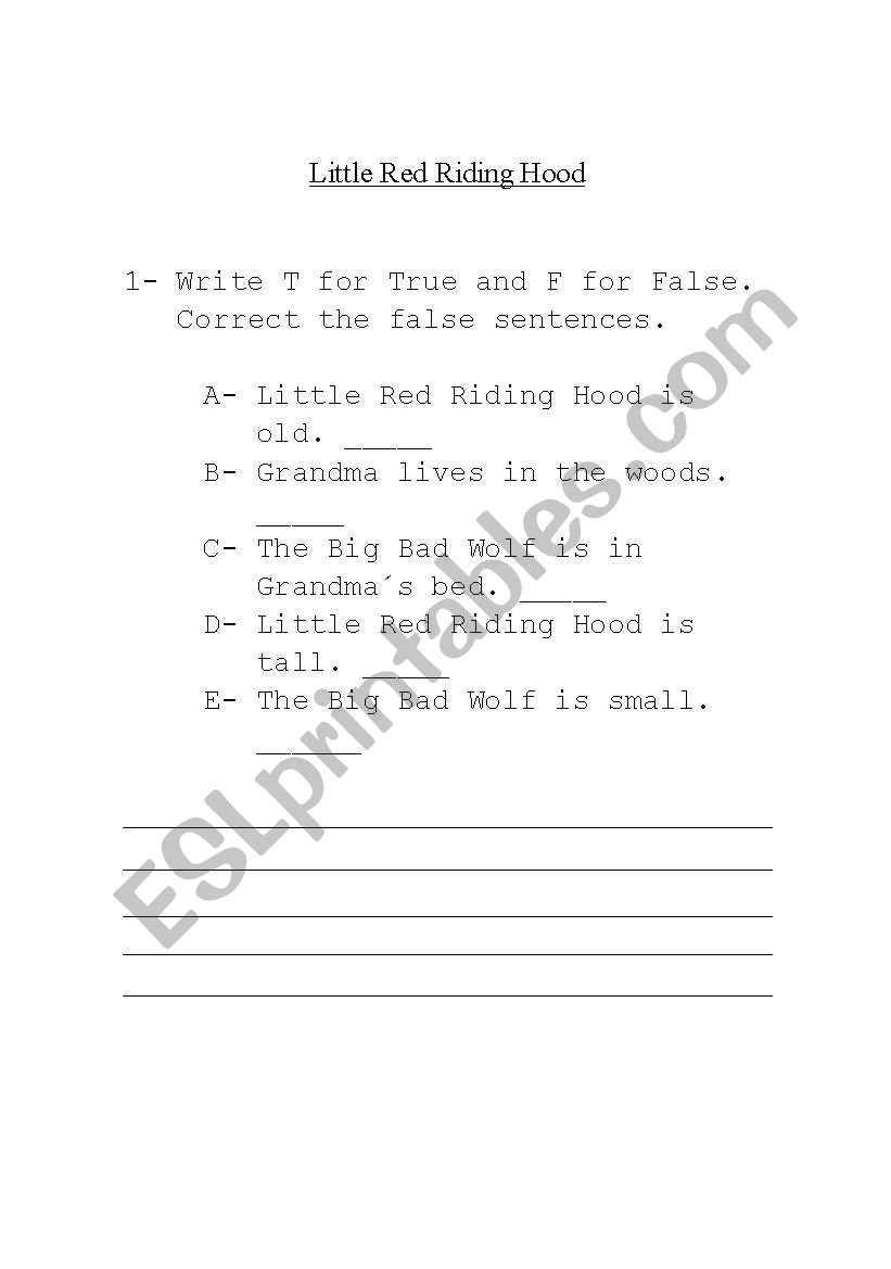 Little Red Riding Hood worksheet