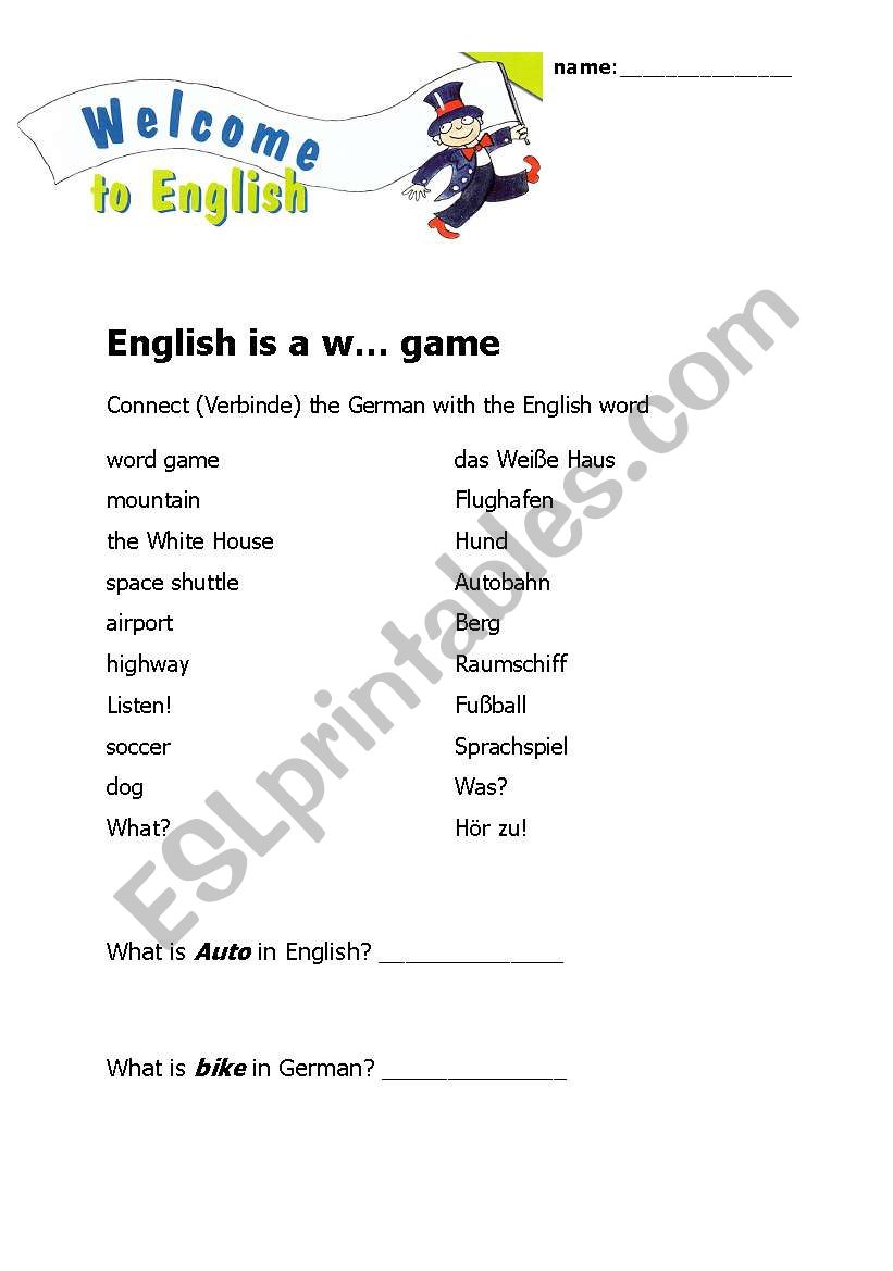 Welcome to English test. German - English