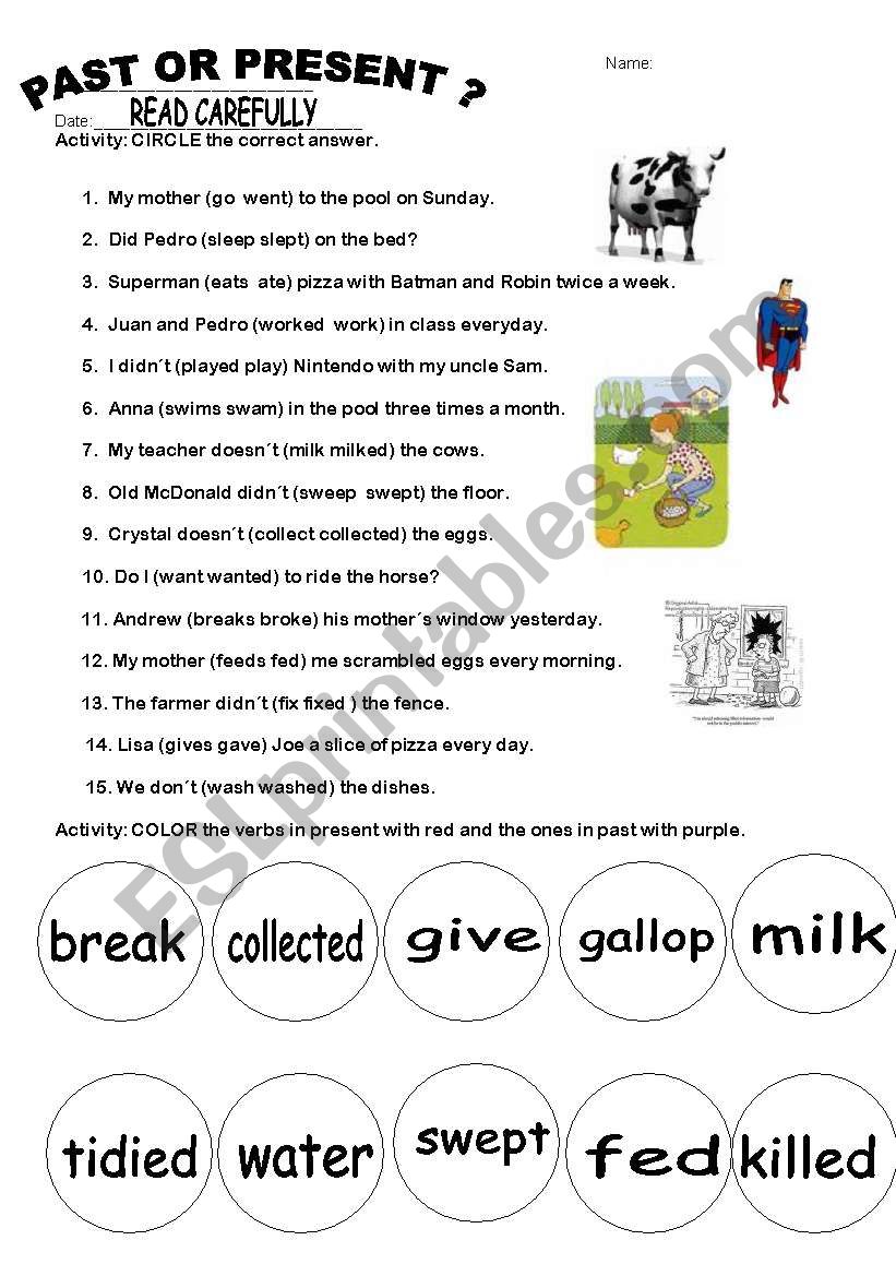 Past vs present  worksheet