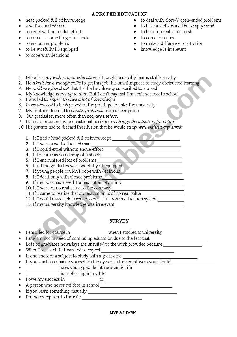 EDUCATION worksheet