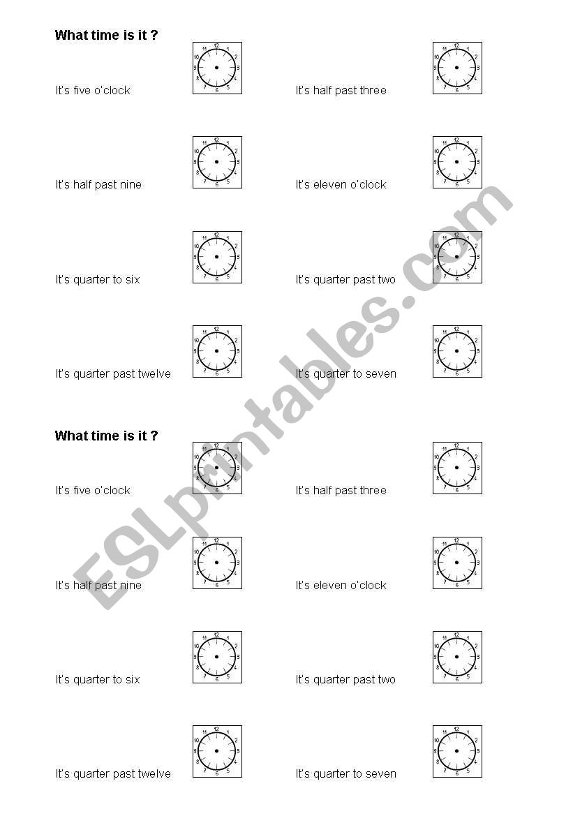 What time is it ? worksheet