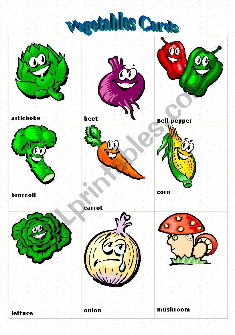 Vegetables Cards worksheet