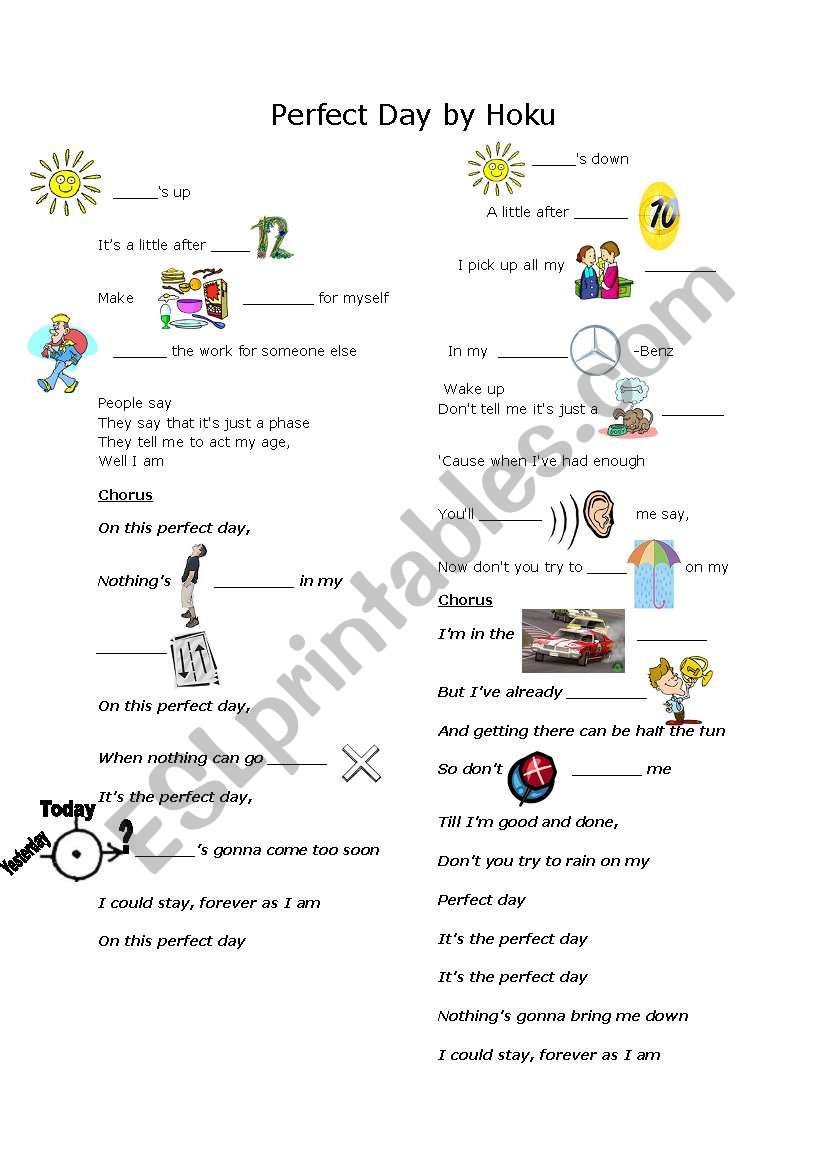 Perfect Day by Hoku (Song) worksheet