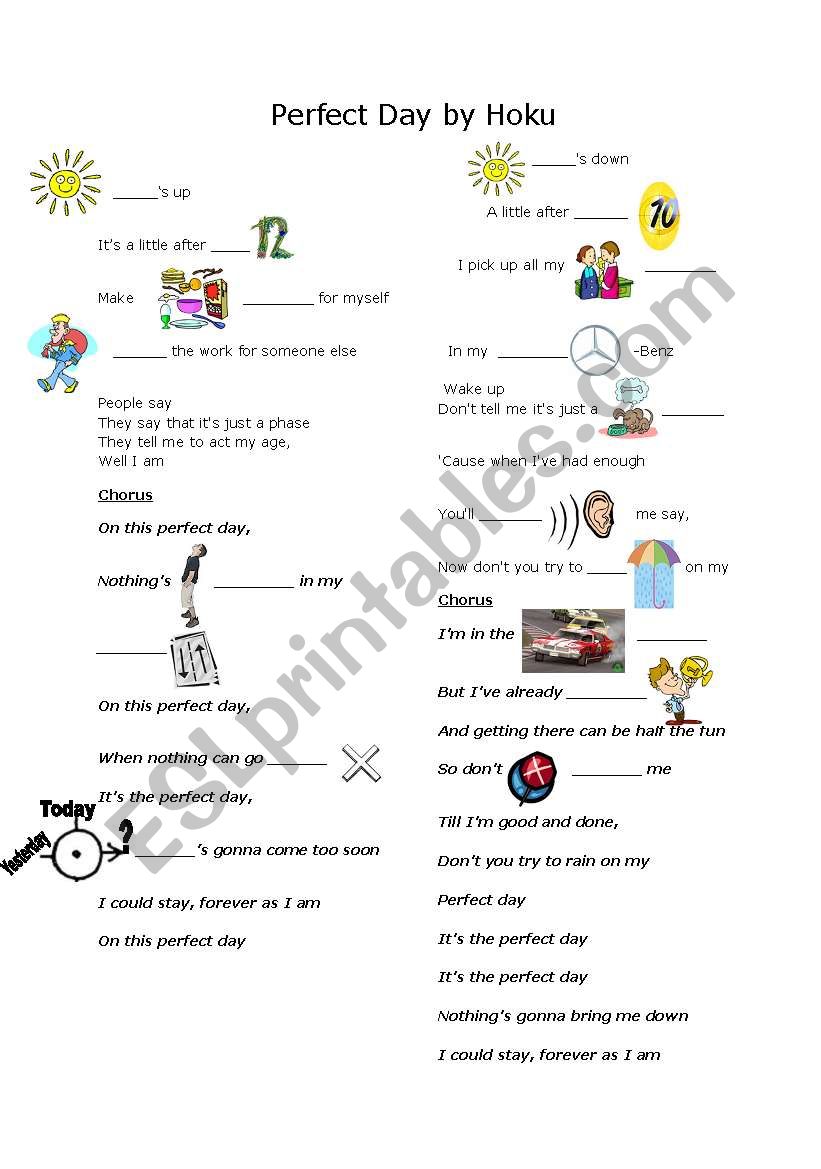 Perfect Day by Hoku (Song) worksheet
