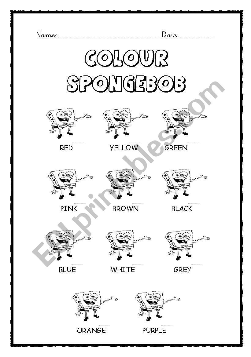 COLOUR SPONGEBOB worksheet