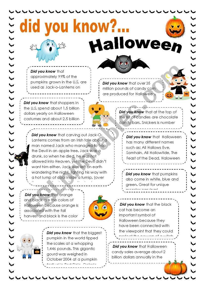 Did you know... Halloween worksheet