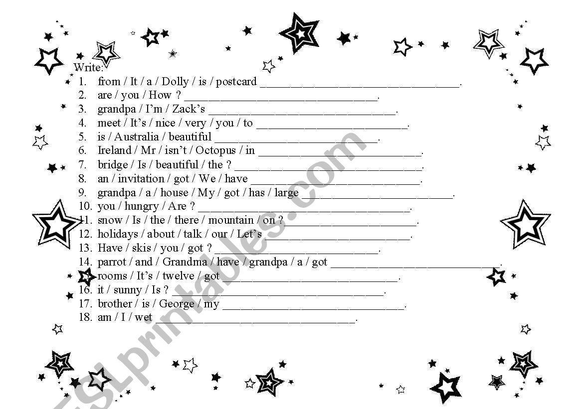 sentences worksheet