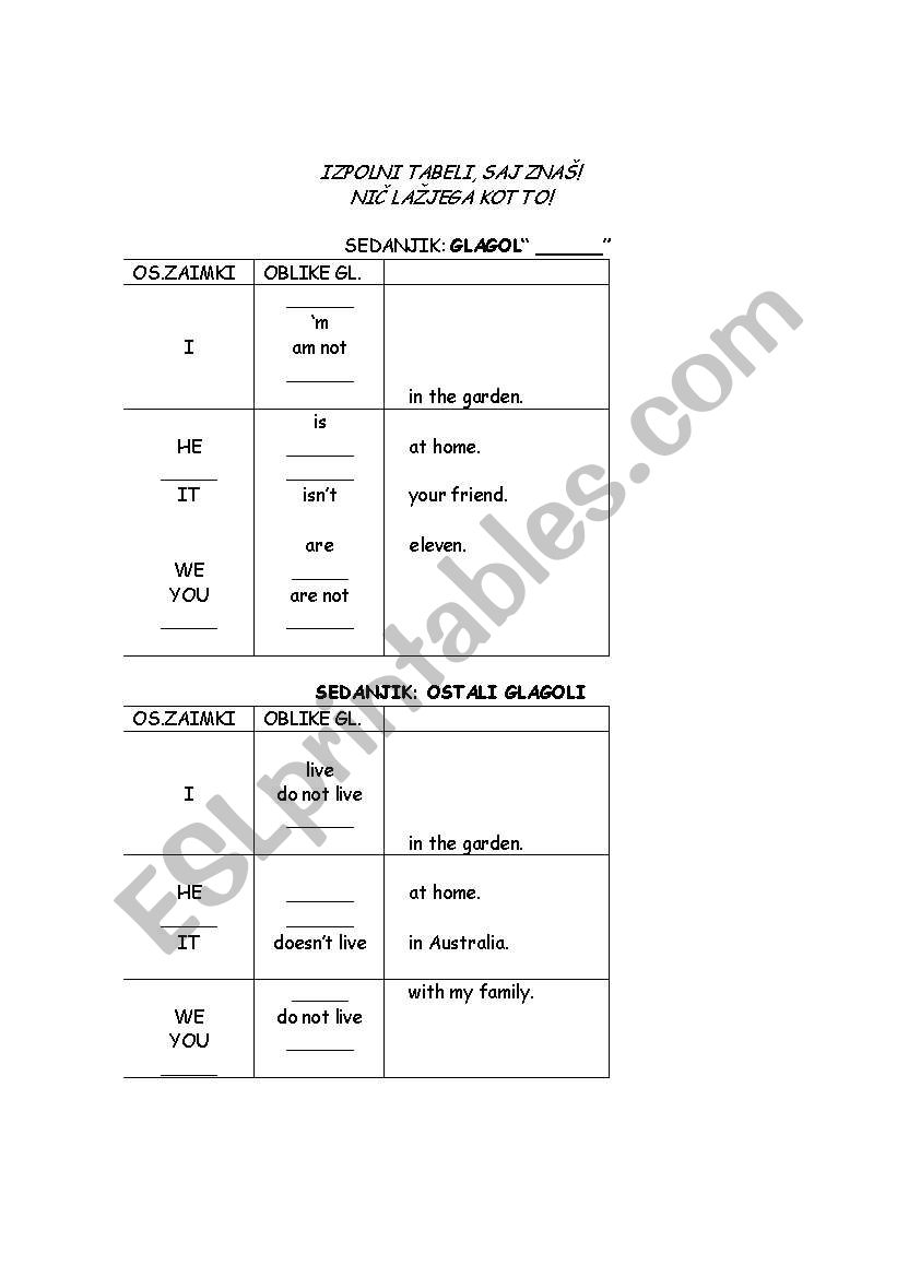 Present tenses worksheet