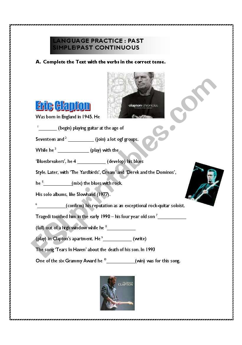Eric Claptons Biography worksheet