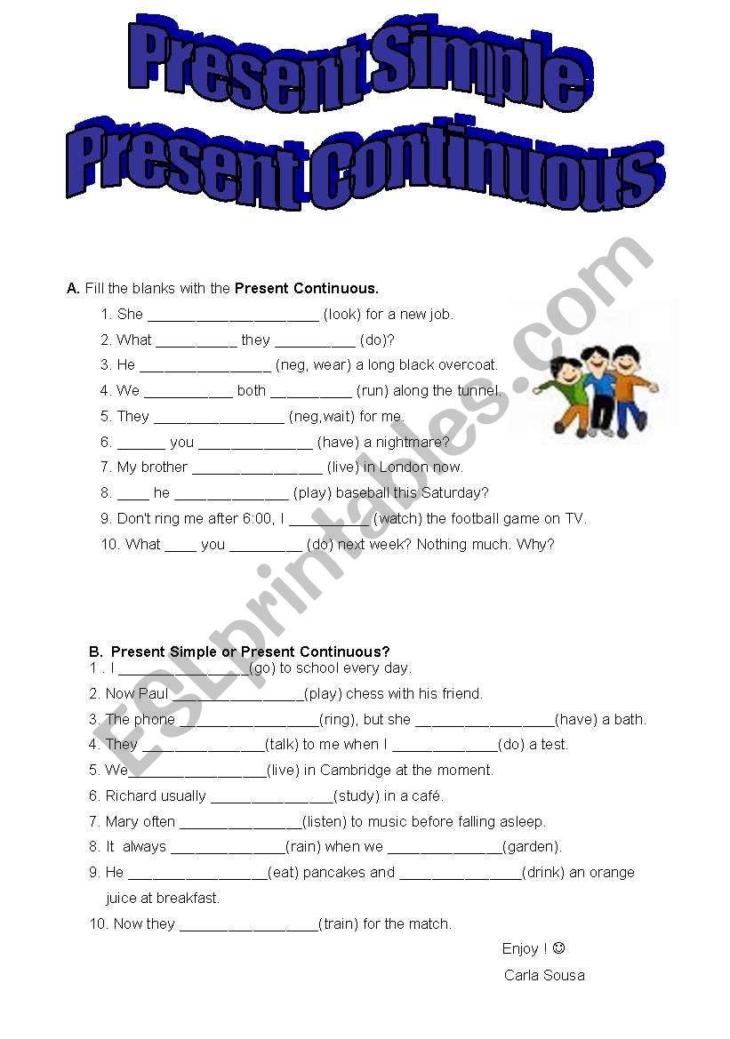 present  tenses worksheet